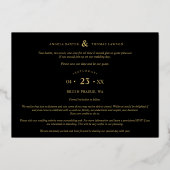 Fancy Golden Minimalist Branches Frame 4 Photos 箔招待状 (裏面)