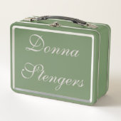 Fancy Green and Silver メタルランチボックス (正面)