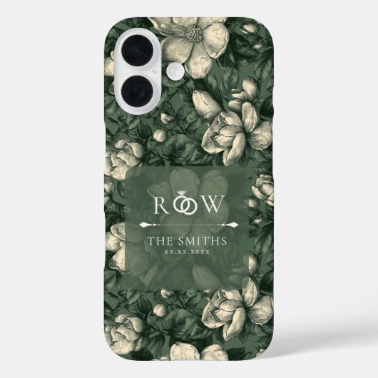 Fancy Green Gardenias Accent Floral Wedding Case-Mate iPhoneケース (裏面)