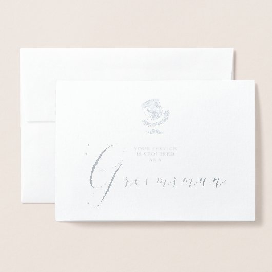Fancy Groomsman Funny Wedding Minimalist 箔カード (封筒付き正面)