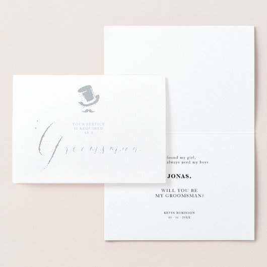 Fancy Groomsman Funny Wedding Minimalist 箔カード (ディスプレー)