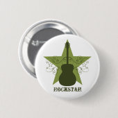 Fancy Guitar Star Swirls Button, Green 缶バッジ (正面&裏面)