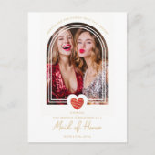 Fancy Maid of Honor Red Heart Photo Proposal ポストカード (正面)