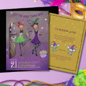 Fancy Mardi Gras Dancing Girls Party Purple 招待状