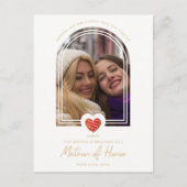 Fancy Matron of Honor Red Heart Photo Proposal  ポストカード (正面)