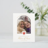 Fancy Matron of Honor Red Heart Photo Proposal  ポストカード (スタンド正面)