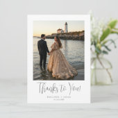 Fancy Minimalist Simple Gray Calligraphy Wedding サンキューカード (スタンド正面)