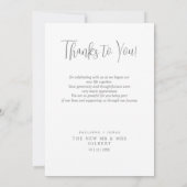 Fancy Minimalist Simple Gray Calligraphy Wedding サンキューカード (裏面)