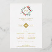 Fancy Modern Initials Botanical Anagram 2 Photos 箔招待状 (裏面)