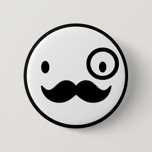 fancy mustchace face 缶バッジ (正面)