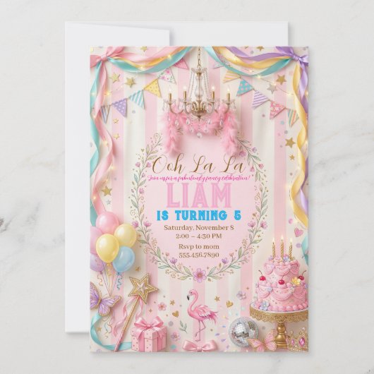 Fancy Nancy バースデー招待状|ピンクのプリンセス 招待状 (正面)