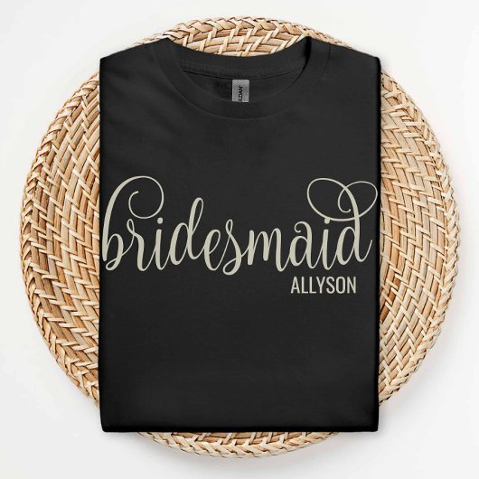 Fancy Off-White Script Bridesmaid Bachelorette Tシャツ