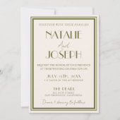 Fancy Old Money Olive Green Luxury QR Code Wedding 招待状 (正面)