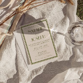 Fancy Old Money Olive Green Luxury QR Code Wedding 招待状