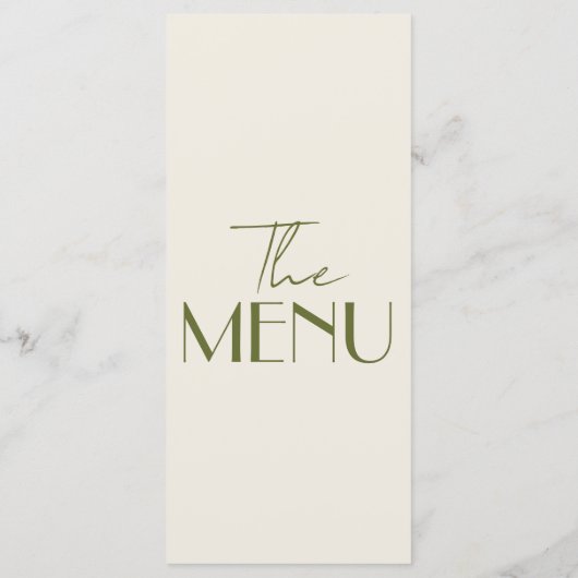 Fancy Olive  Green Old Money Retro Luxury Wedding メニュー (裏面)