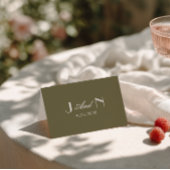 Fancy Olive Green Old Money Wedding Place Cards テーブルナンバー