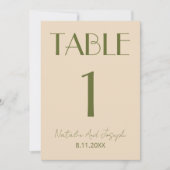  Fancy Olive Green Old Money Wedding Table Number 招待状 (正面)