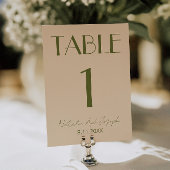  Fancy Olive Green Old Money Wedding Table Number 招待状