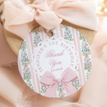 Fancy One Blush pink Bow birthday Thank you