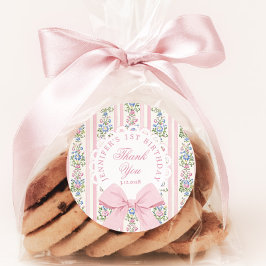 Fancy One Blush pink Bow birthday Thank you ラウンドシール