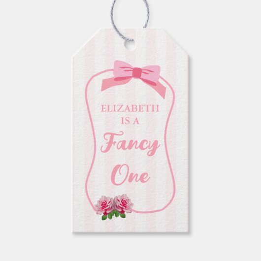 Fancy One Bow Floral 1st Birthday ギフトタグ (正面)