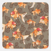 Fancy Oranda Goldfish  スクエアシール (正面)