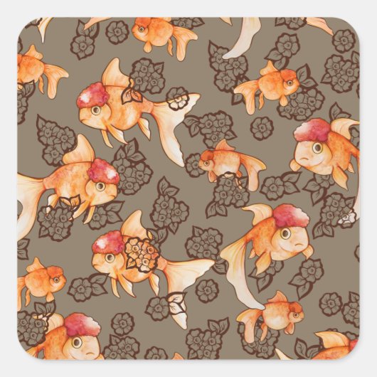 Fancy Oranda Goldfish スクエアシール (正面)