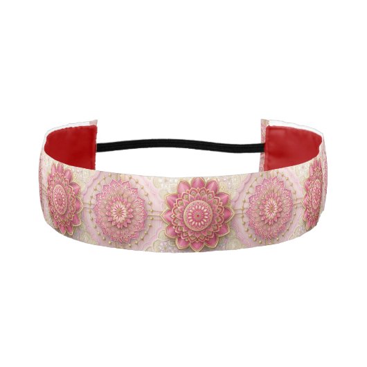 Fancy Pink Floral アスレチックヘッドバンド (正面)