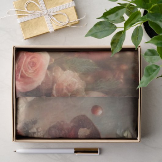 Fancy Pink Floral Shabby Chic Cat Decoupage  薄葉紙 (ギフト)