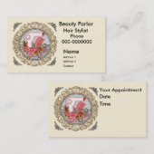 Fancy Pink Roses Beautician 予約カード (正面/裏面)