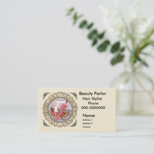 Fancy Pink Roses Beautician 予約カード (スタンド正面)