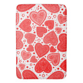 Fancy Red Hearts and Dots Pattern バスマット (正面縦)