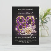 Fancy Regal Rose Amethyst Gold 80th Birthday 招待状 (スタンド正面)