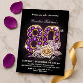 Fancy Regal Rose Amethyst Gold 80th Birthday 招待状