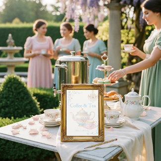 Fancy  Regency Coffee & Tea Love is Brewing Sign 招待状