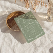 Fancy Sage Green Floral Boho All In One Wedding 招待状