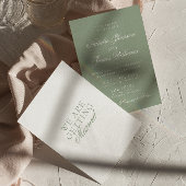 Fancy Sage Green Luxury Boho Modern Wedding 招待状