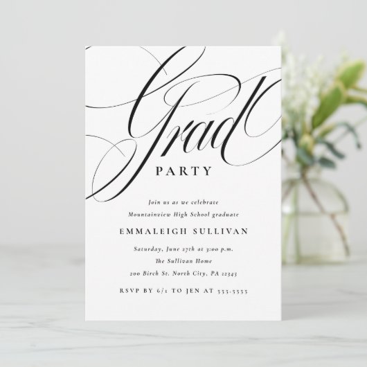 Fancy Script Graduation Party 招待状 (スタンド正面)