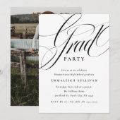 Fancy Script Graduation Party 招待状 (正面/裏面)