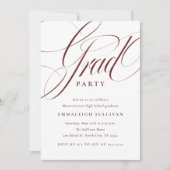 Fancy Script Red Graduation Party 招待状 (正面)