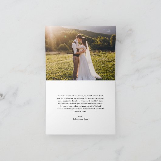 Fancy Script Wedding Folded Thank You Card サンキューカード (内部)