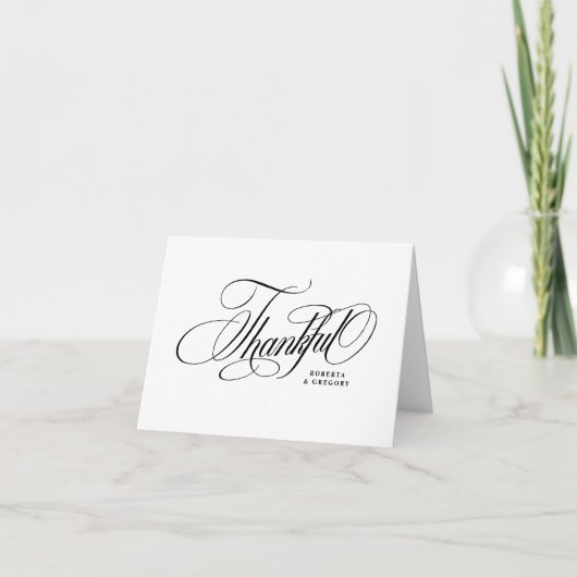 Fancy Script Wedding Folded Thank You Card サンキューカード (正面)
