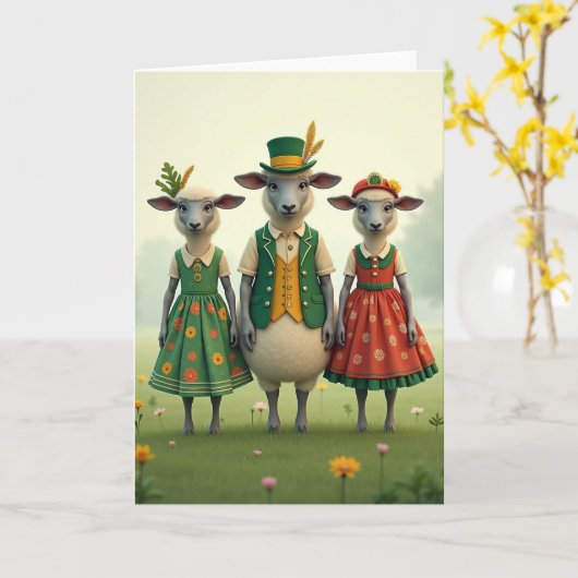 Fancy Sheep Meadow Folk Card カード (黄色い花)