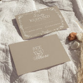 Fancy Soft Taupe Floral Boho Wedding RSVP
