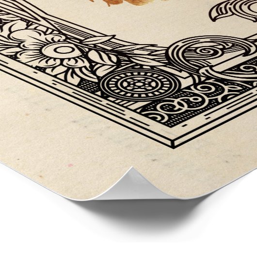 Fancy Steampunk Cat Portrait ポスター (角)