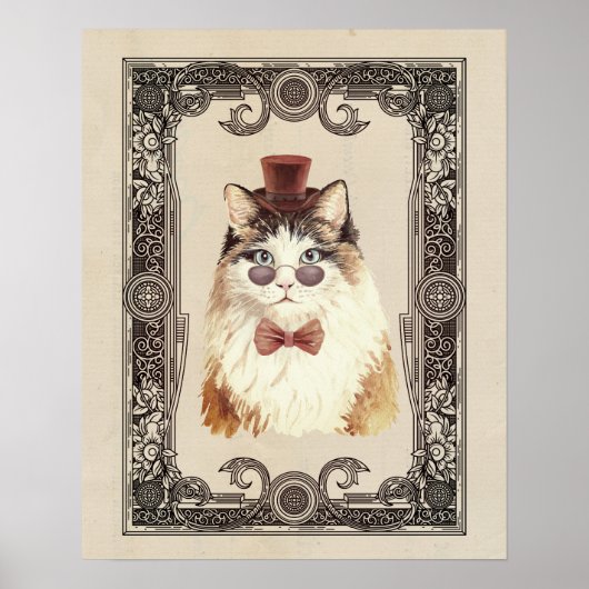 Fancy Steampunk Cat Portrait ポスター (正面)