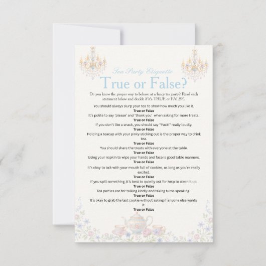 Fancy Tea Etiquette Game Card 招待状 (正面)