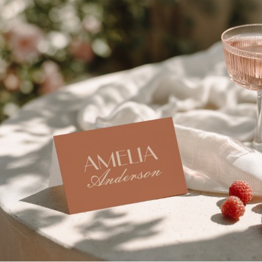 Fancy Terracotta Old Money Wedding Place Cards テーブルナンバー