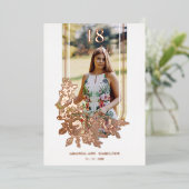 Fancy Trendy Arch Floral Birthday Party Photo 箔招待状 (立ち正面)