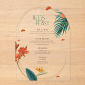 Fancy Tropical Flowers Wedding Menu アクリル招待状 (正面)
